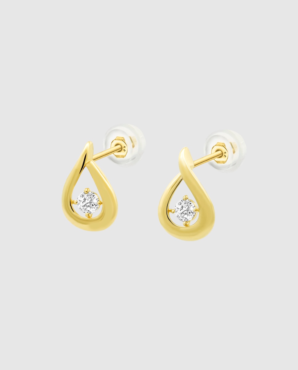 Brincos Hin00144 Basics de Ouro 9k com Acabamento Brilhante Dourado-1
