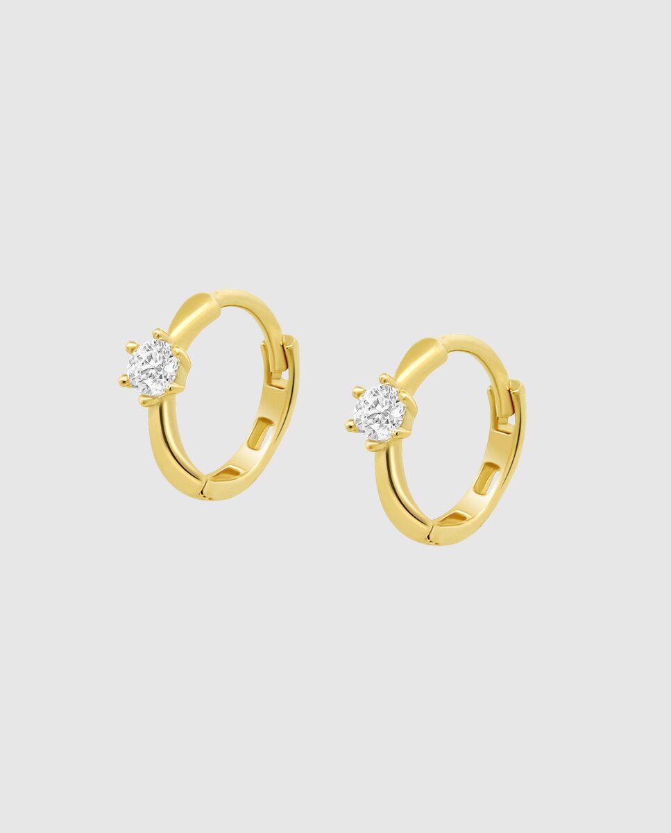 Brincos Hin00156 Basics de Ouro 9k com Acabamento Brilhante Dourado-1