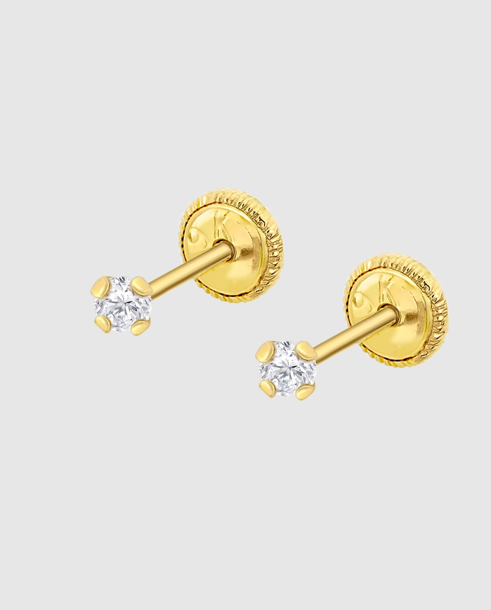 Brincos Infantil Hin00158/2 Basics de Ouro 9k com Acabamento Brilhante Dourado-1