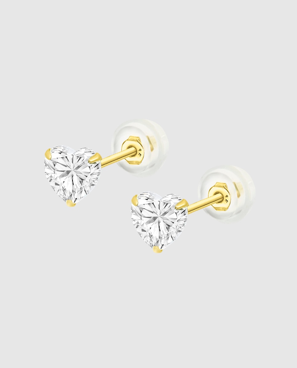 Brincos Hin00159/6 Basics de Ouro 9k com Acabamento Brilhante e Motivo Coração Dourado-1