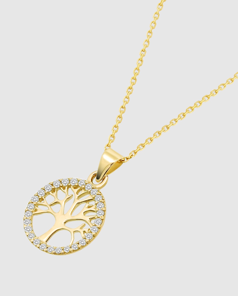 Colar Hin00167/45 Basics de Ouro 9k com Acabamento Brilhante e Motivo Árvore Da Vida Dourado-1
