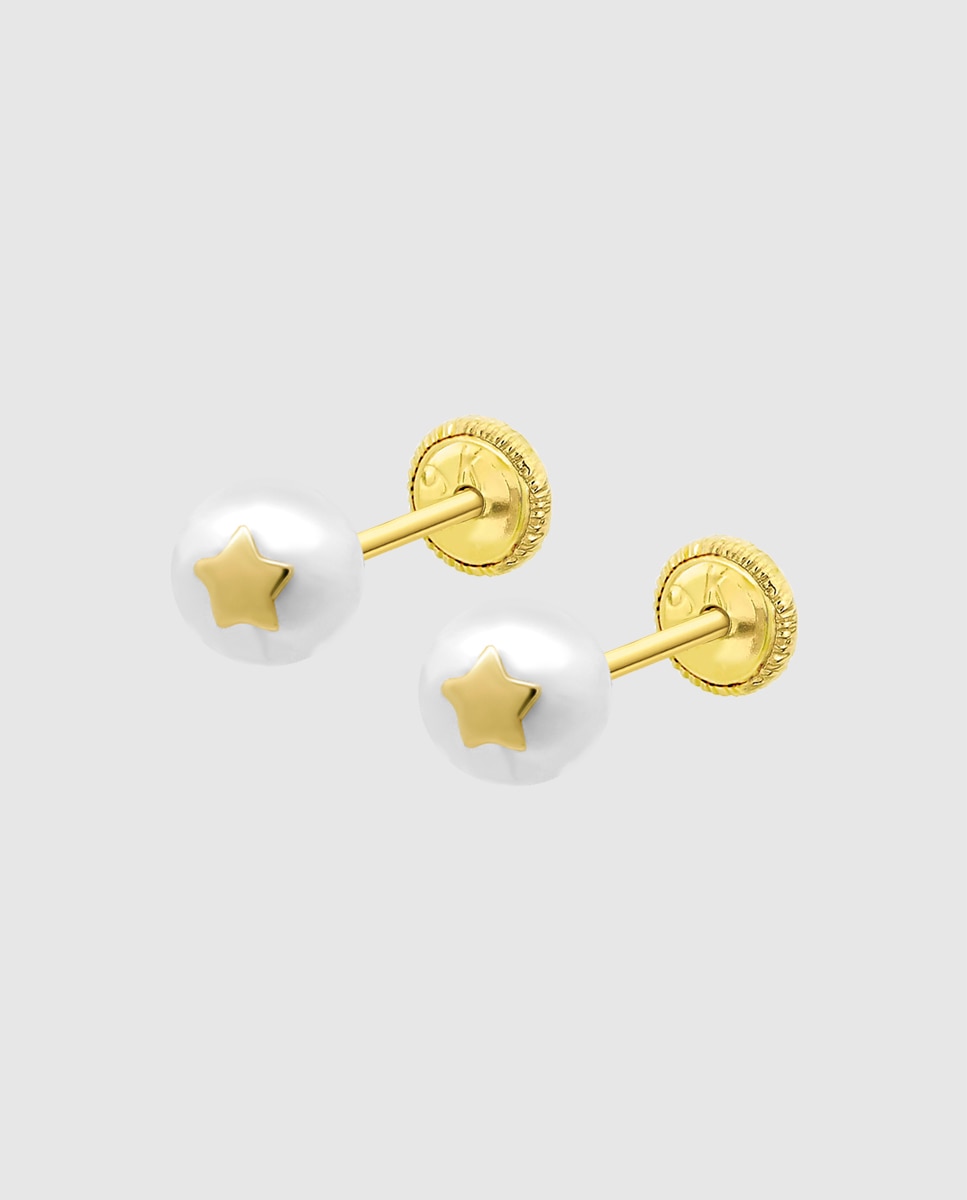Brincos Infantil Hin00173/6 Basics de Ouro 9k com Acabamento Brilhante e Estrela Dourado-1