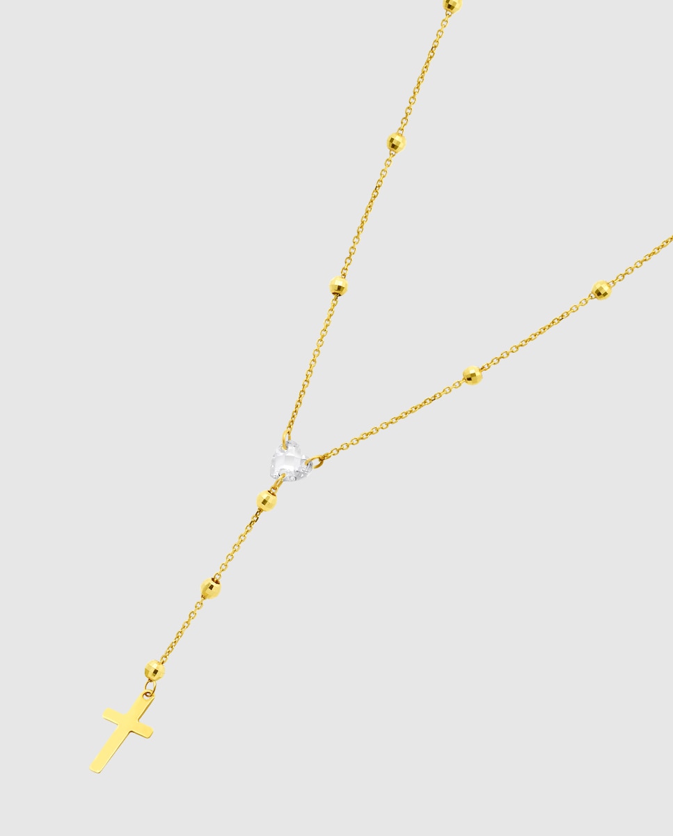 Colar Hin00175/43 Basics de Ouro 9k com Acabamento Brilhante e Motivo Cruz Dourado-1