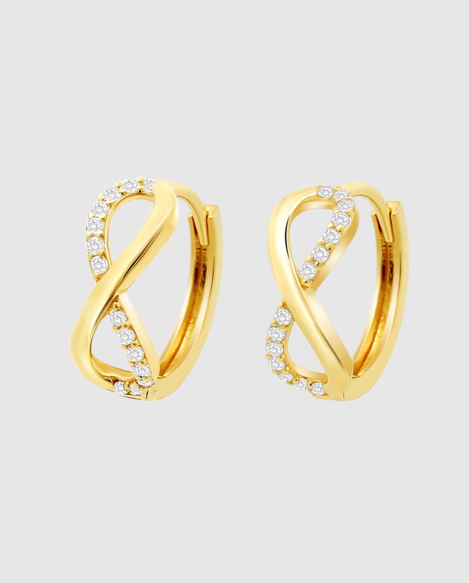 Brincos Hin00177/12 Basics de Ouro 9k com Acabamento Brilhante e Motivo Infinito Dourado-1