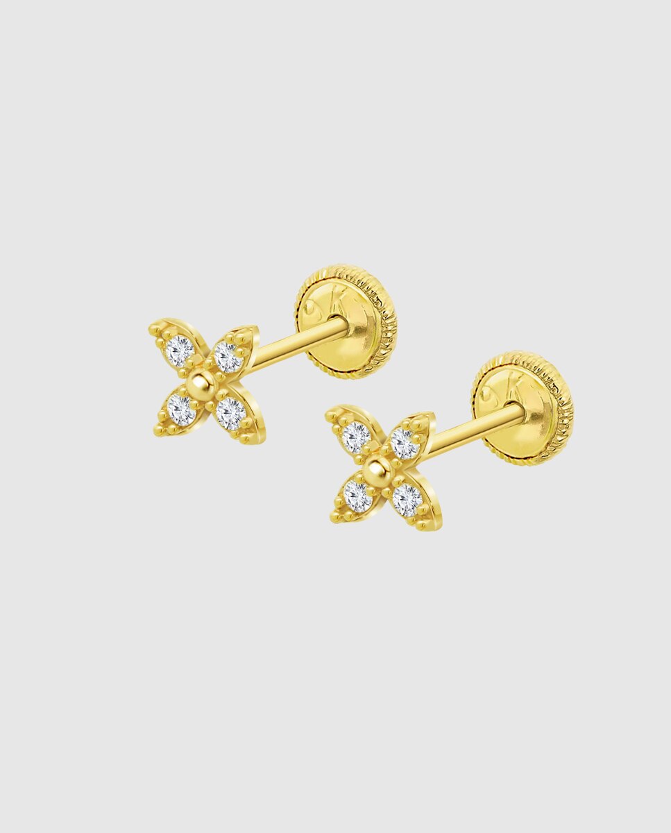 Brincos Hin00183 Basics de Ouro 9k com Acabamento Brilhante Dourado-1