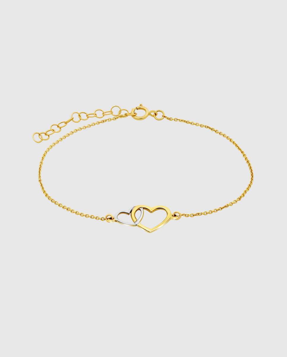 Pulseira Hin00189/19 Basics de Ouro 9k com Acabamento Brilhante e Motivo Coração Multicolor-1