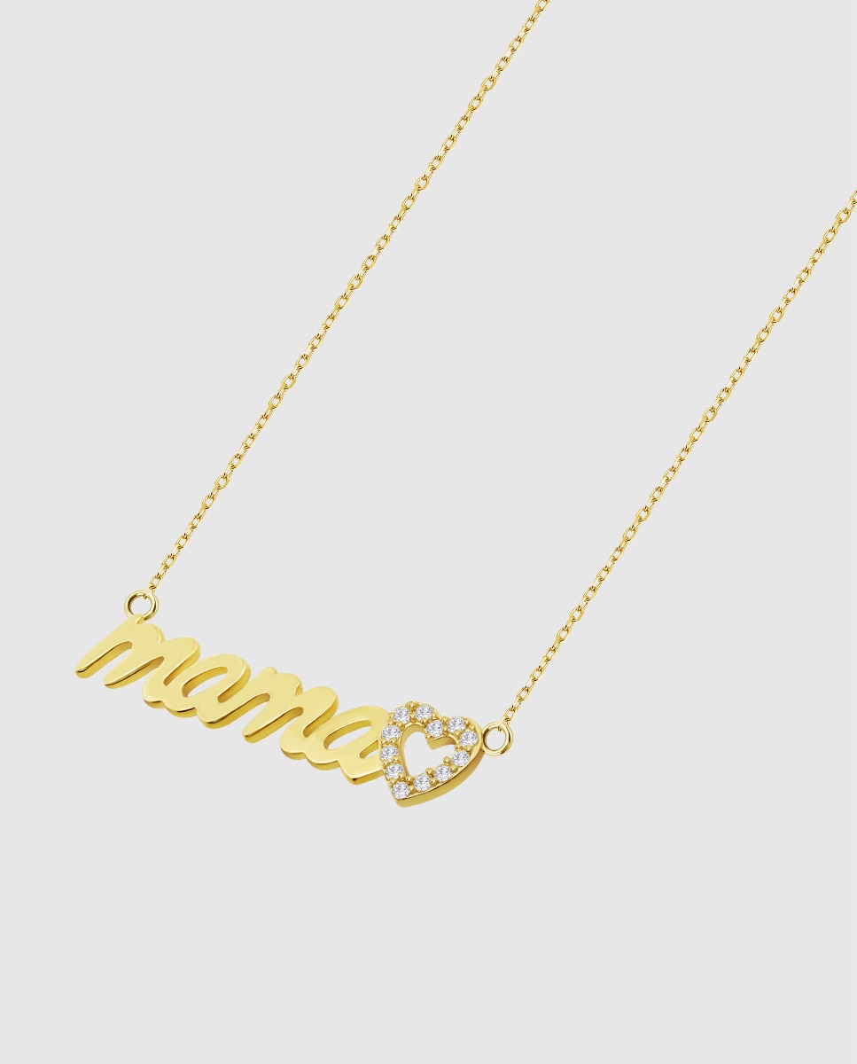 Imagem 0 de Corrente com Pendentes Hin00190 45 Basics de Ouro 9k com Acabamento Brilhante com Zircónios e Motivo Mamã