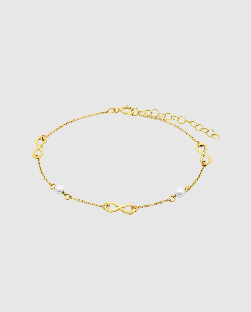 Pulseira Hin00193/19 Basics de Ouro 9k com Acabamento Brilhante e Motivo Infinito Dourado-1
