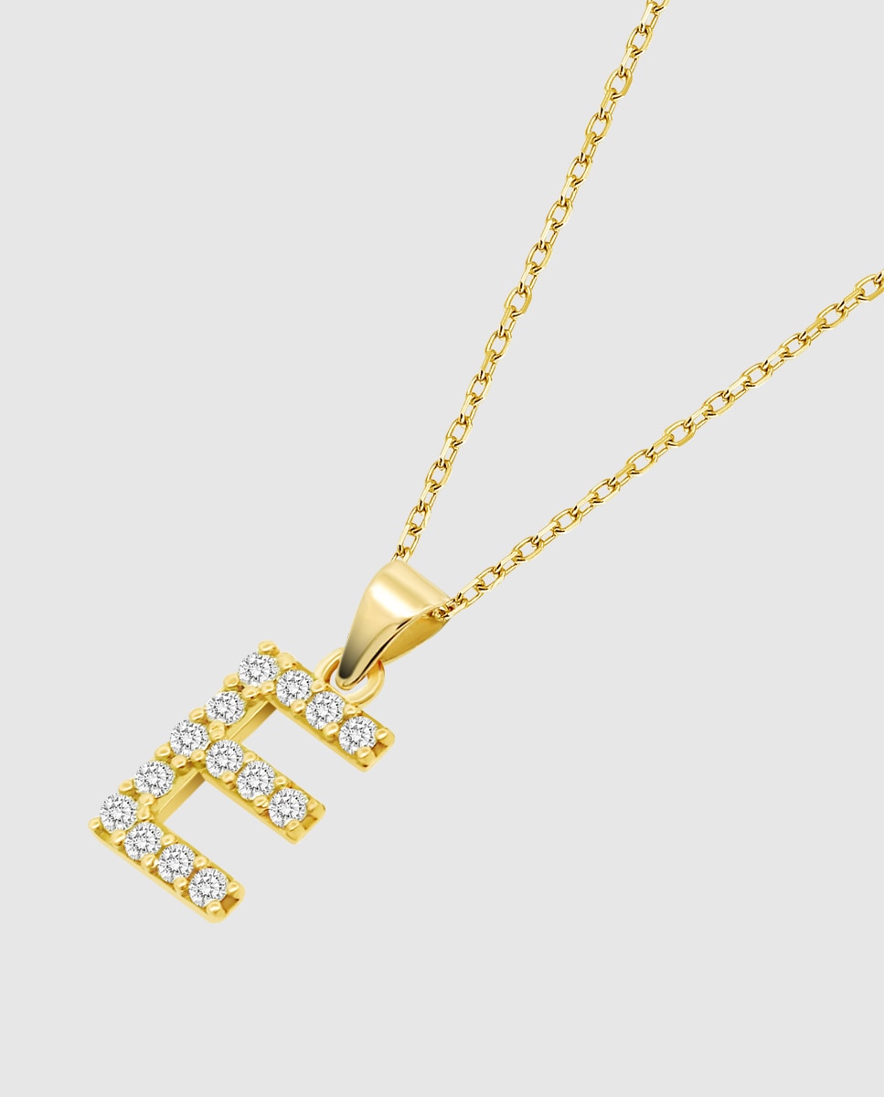 Colar Hin00194/e Basics de Ouro 9k com Acabamento Brilhante e Motivo de Iniciais Dourado-1