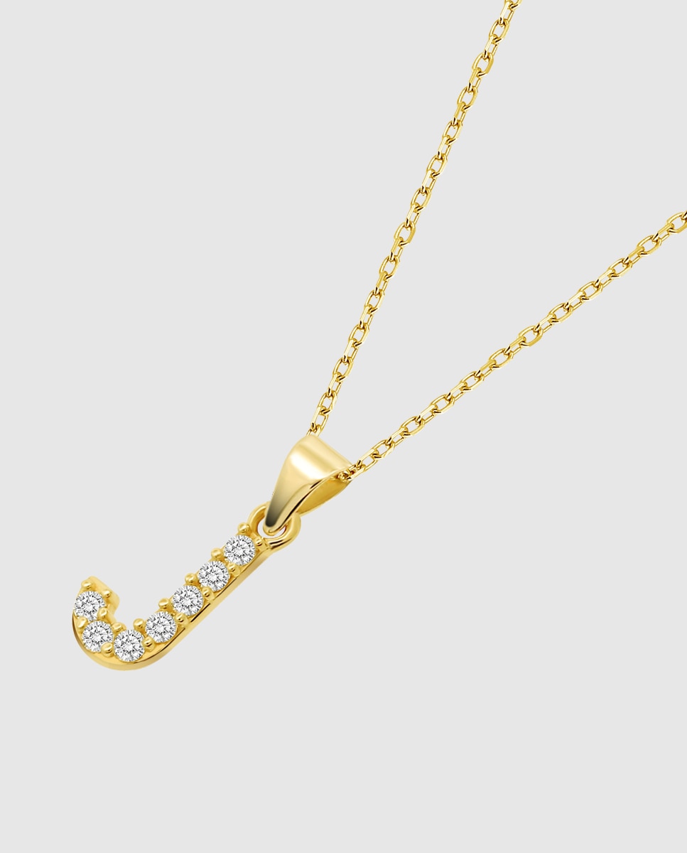 Colar Hin00194/j Basics de Ouro 9k com Acabamento Brilhante e Motivo de Iniciais Dourado-1