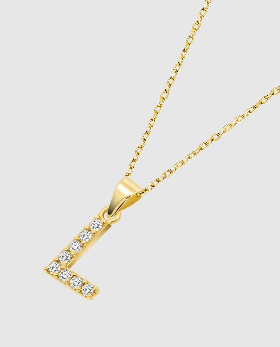 Colar Hin00194/l Basics de Ouro 9k com Acabamento Brilhante e Motivo de Iniciais Dourado-1