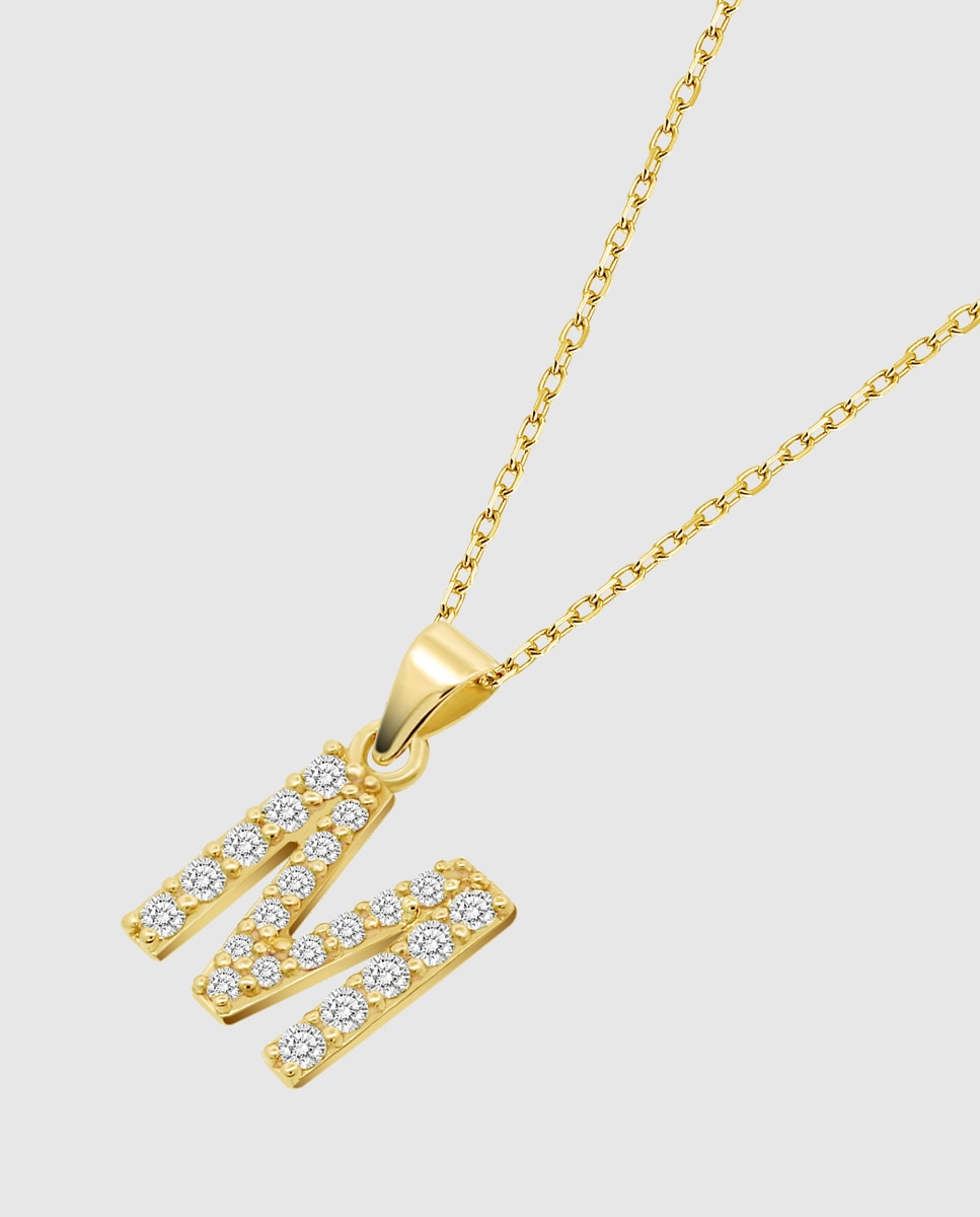 Colar Hin00194/m Basics de Ouro 9k com Acabamento Brilhante e Motivo de Iniciais Dourado-1