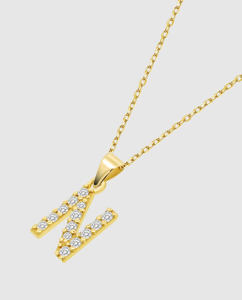 Colar Hin00194/n Basics de Ouro 9k com Acabamento Brilhante e Motivo de Iniciais Dourado-1