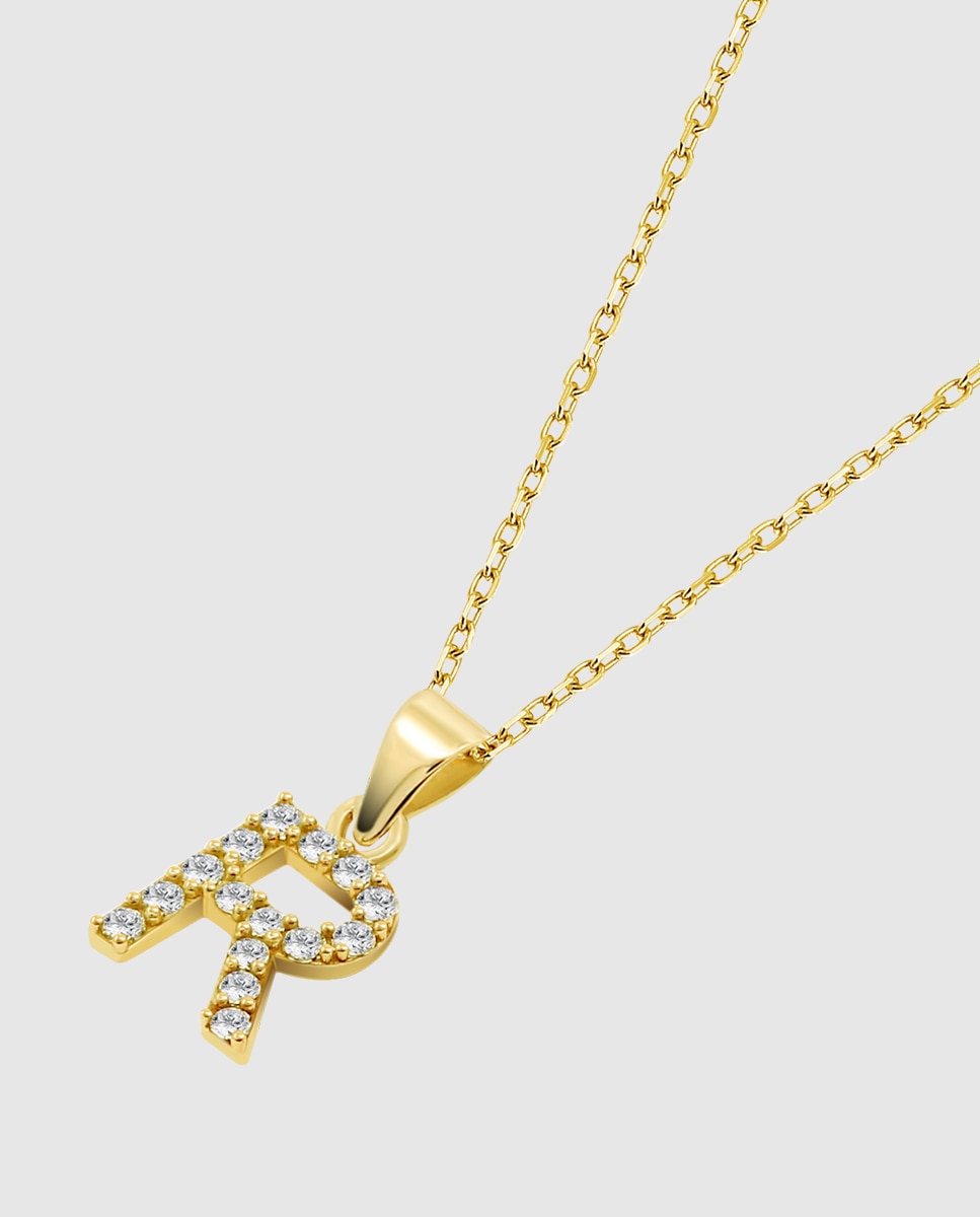 Colar Hin00194/r Basics de Ouro 9k com Acabamento Brilhante e Motivo de Iniciais Dourado-1