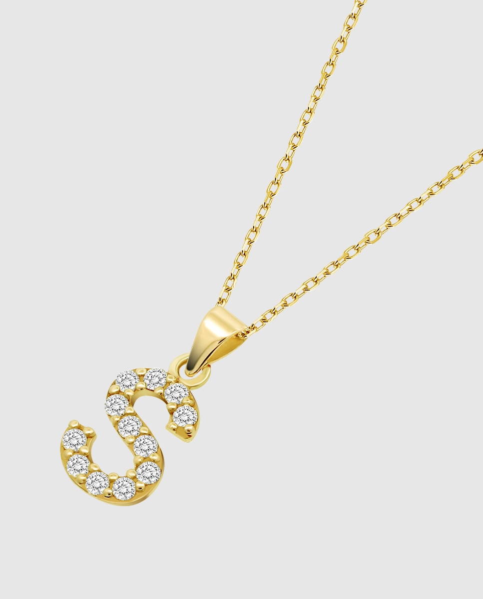Colar Hin00194/s Basics de Ouro 9k com Acabamento Brilhante e Motivo de Iniciais Dourado-1