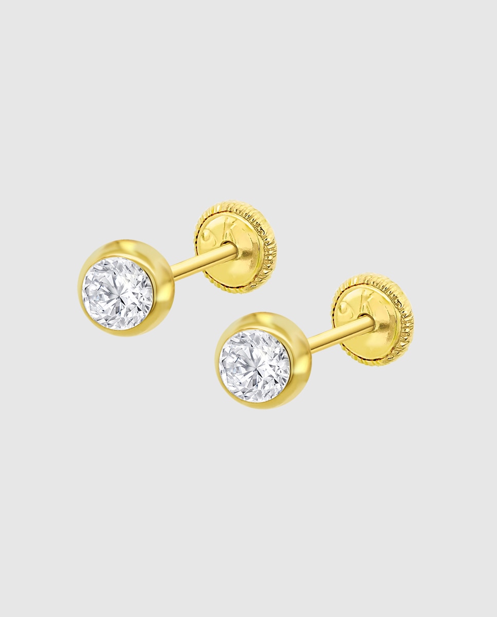 Brincos Infantil Hin00197/4 Basics de Ouro 9k com Acabamento Brilhante Dourado-1