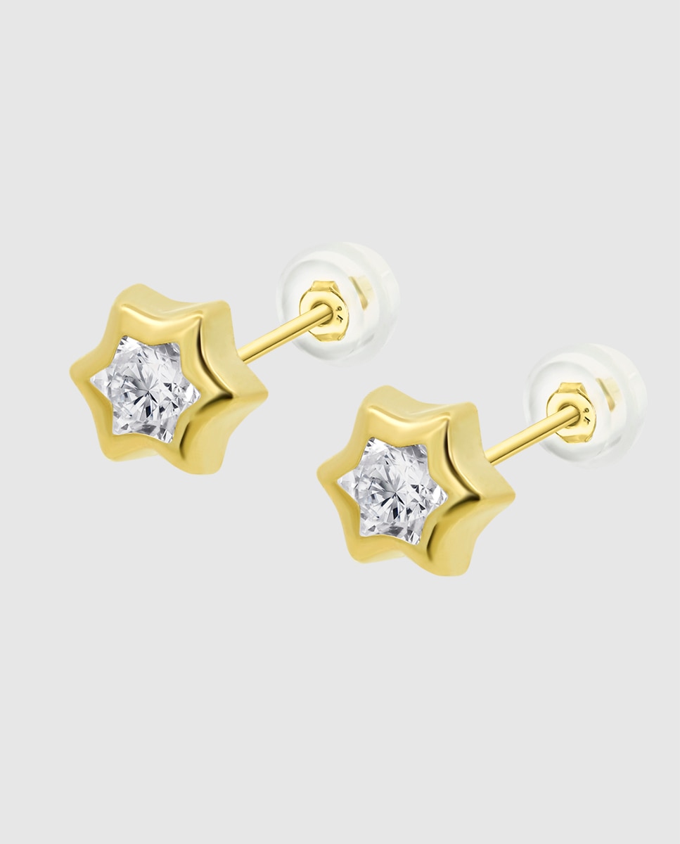 Brincos Hin00199/6 Basics de Ouro 9k com Acabamento Brilhante Dourado-1
