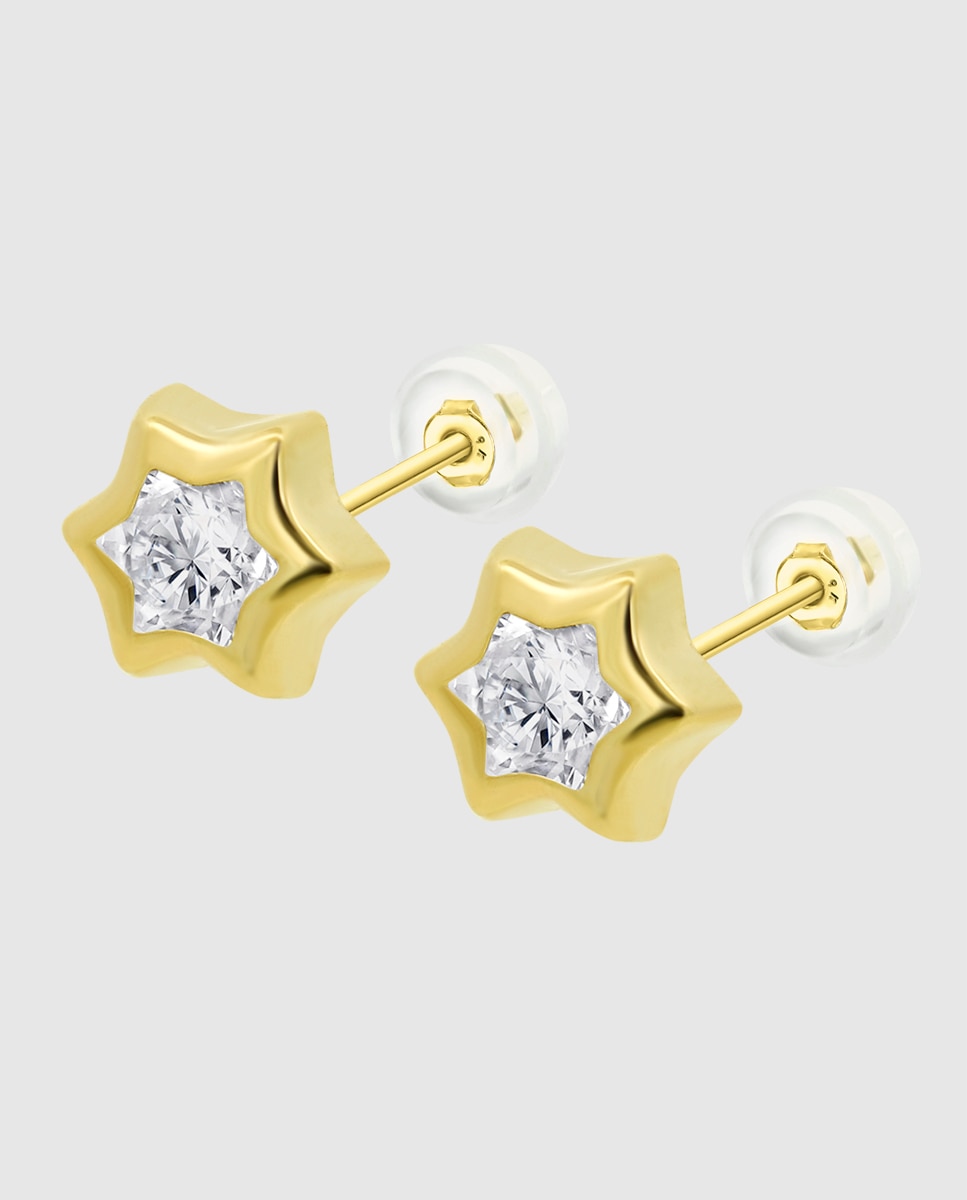 Brincos Hin00199/8 Basics de Ouro 9k com Acabamento Brilhante Dourado-1