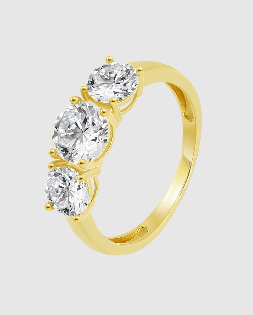 Imagem 0 de Anel Hin00202 Basics de Ouro 9k com Acabamento Brilhante e Zircónios