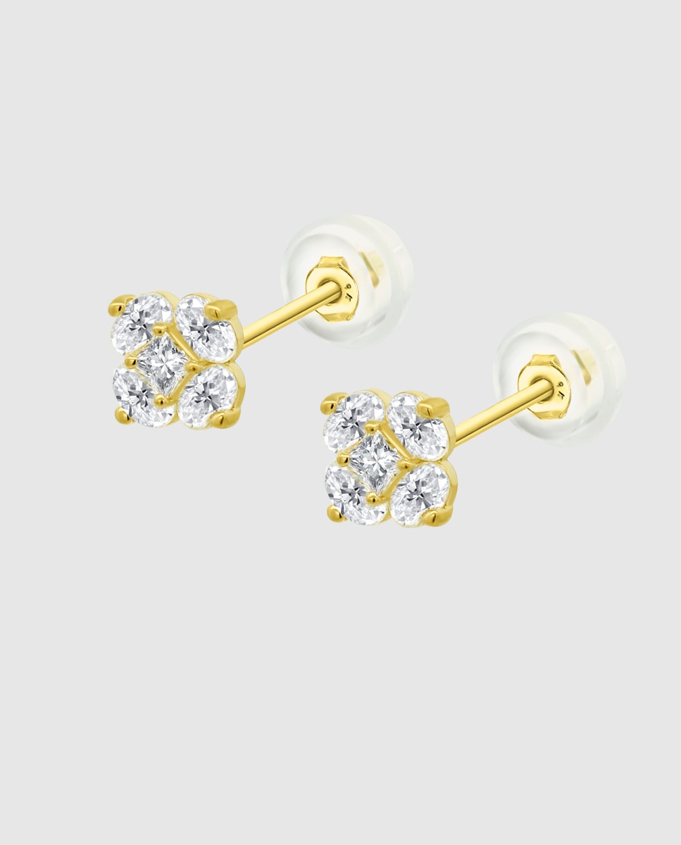 Brincos Hin00205 Basics de Ouro 9k com Acabamento Brilhante Dourado-1