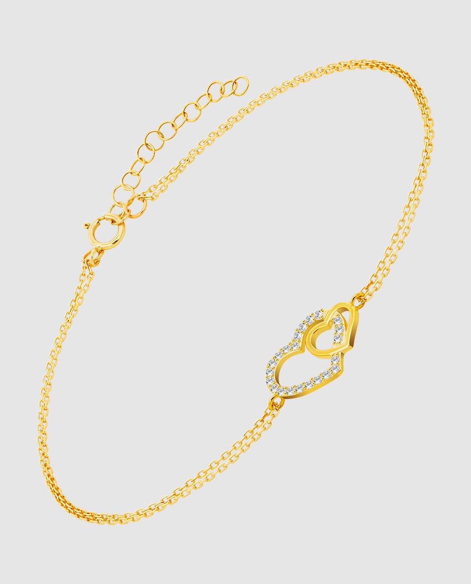 Pulseira Hin00251/19 Basics de Ouro 9k com Acabamento Brilhante e Motivo Coração Dourado-1