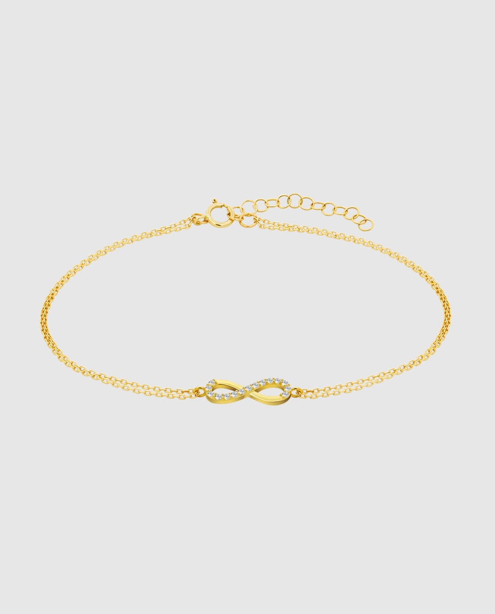 Pulseira Hin00255/19 Basics de Ouro 9k com Acabamento Brilhante e Motivo Infinito Dourado-1