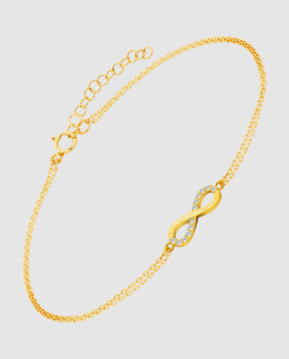 Pulseira Hin00259/19 Basics de Ouro 9k com Acabamento Brilhante e Motivo Infinito Dourado-1