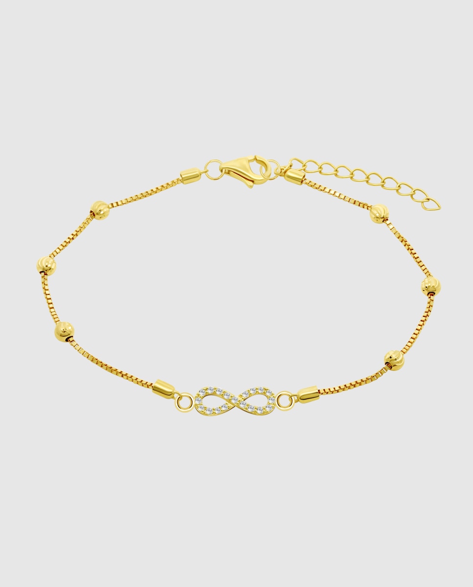 Pulseira Hin00262/19 Basics de Ouro 9k com Acabamento Brilhante e Motivo Infinito Multicolor-1