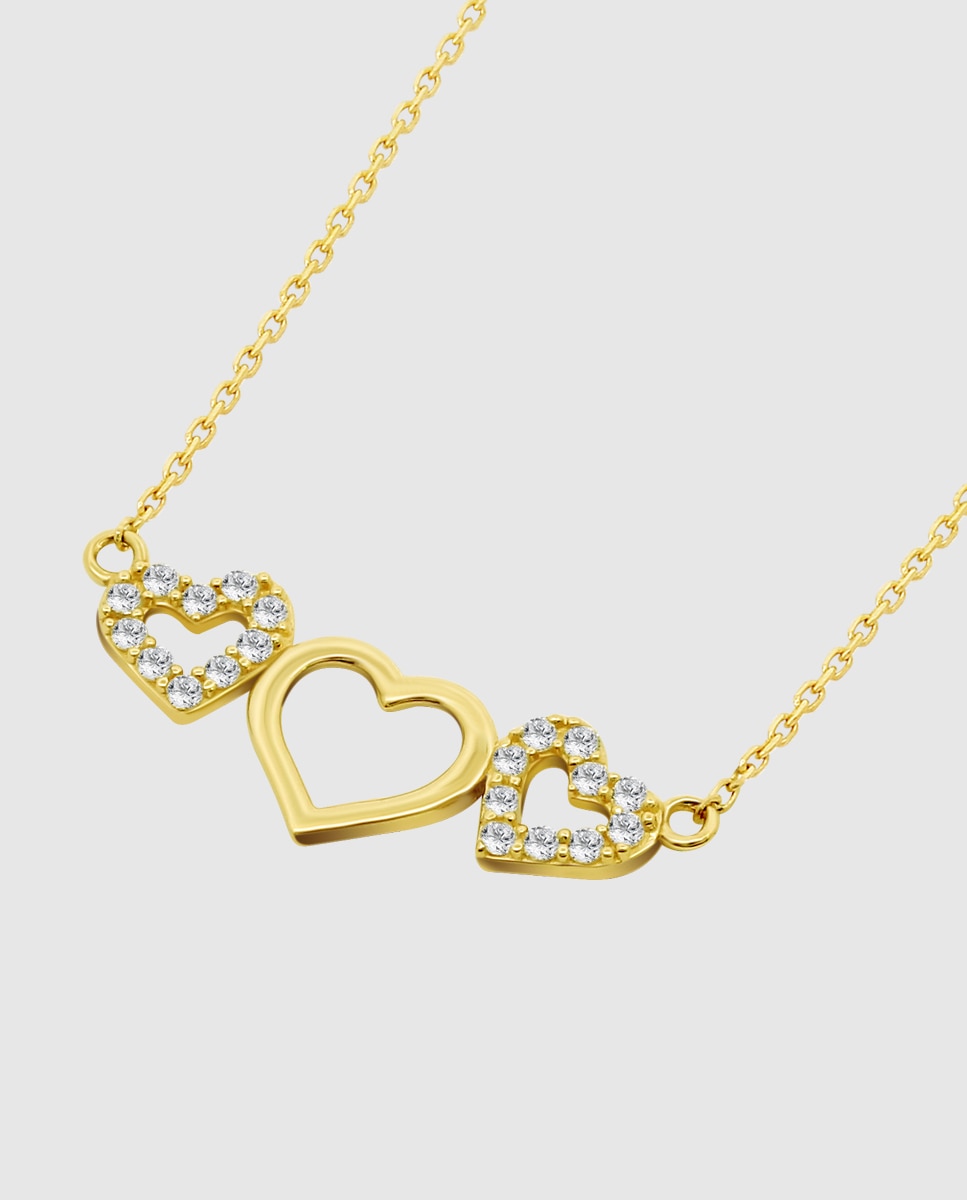 Colar Hin00263/45 Basics de Ouro 9k com Acabamento Brilhante e Motivo Coração Dourado-1