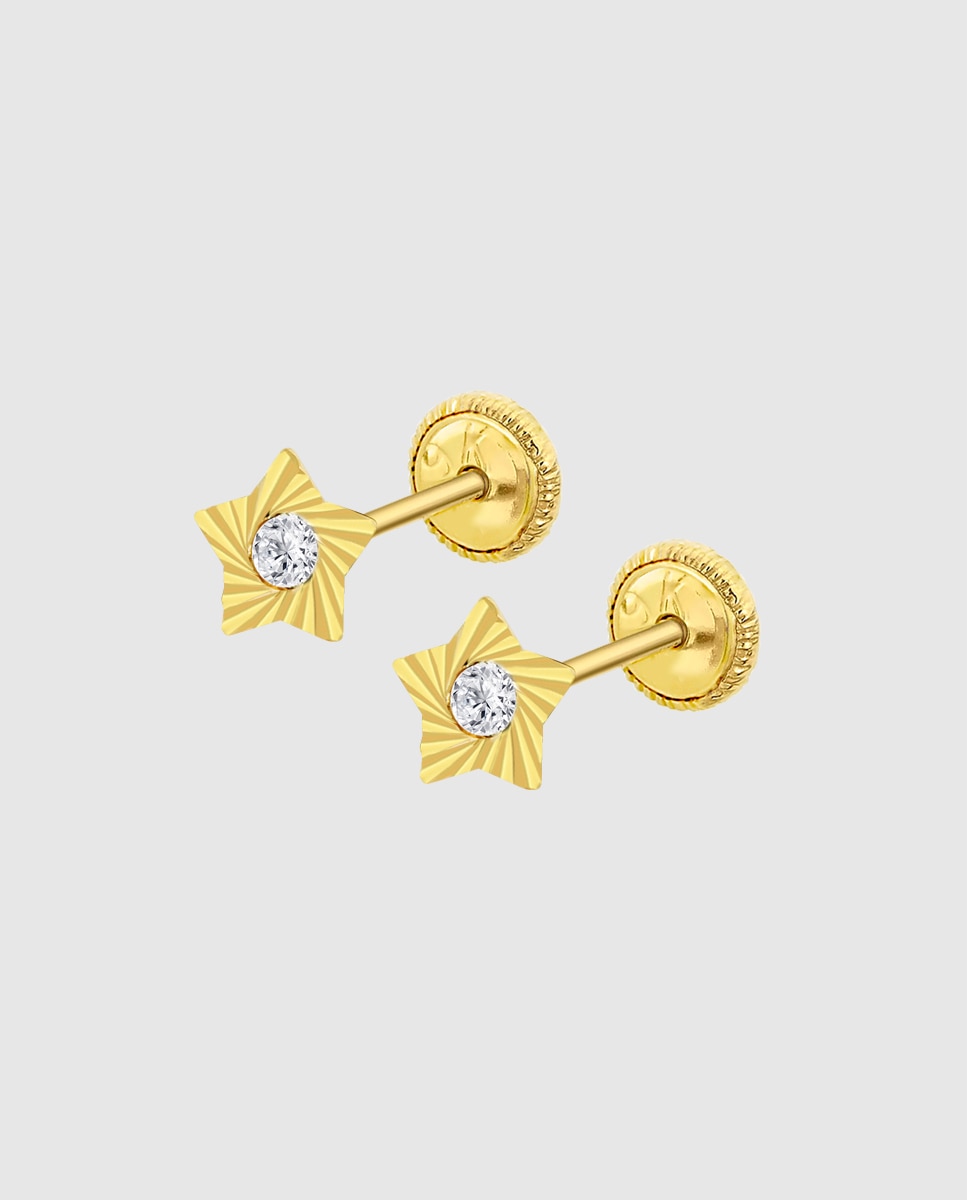 Brincos Infantil Hin00270/5 Basics de Ouro 9k e Estrela Dourado-1