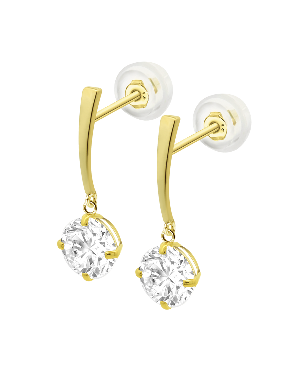 Brincos Hin00277 Basics de Ouro 9k com Acabamento Brilhante Branco-1