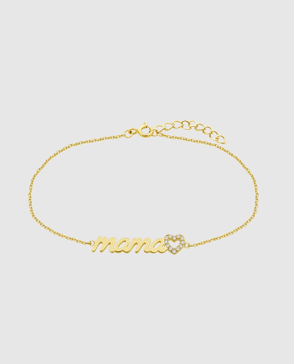 Pulseira Hin00305/19 Basics de Ouro 9k com Acabamento Brilhante e Motivo Mamã Dourado-1