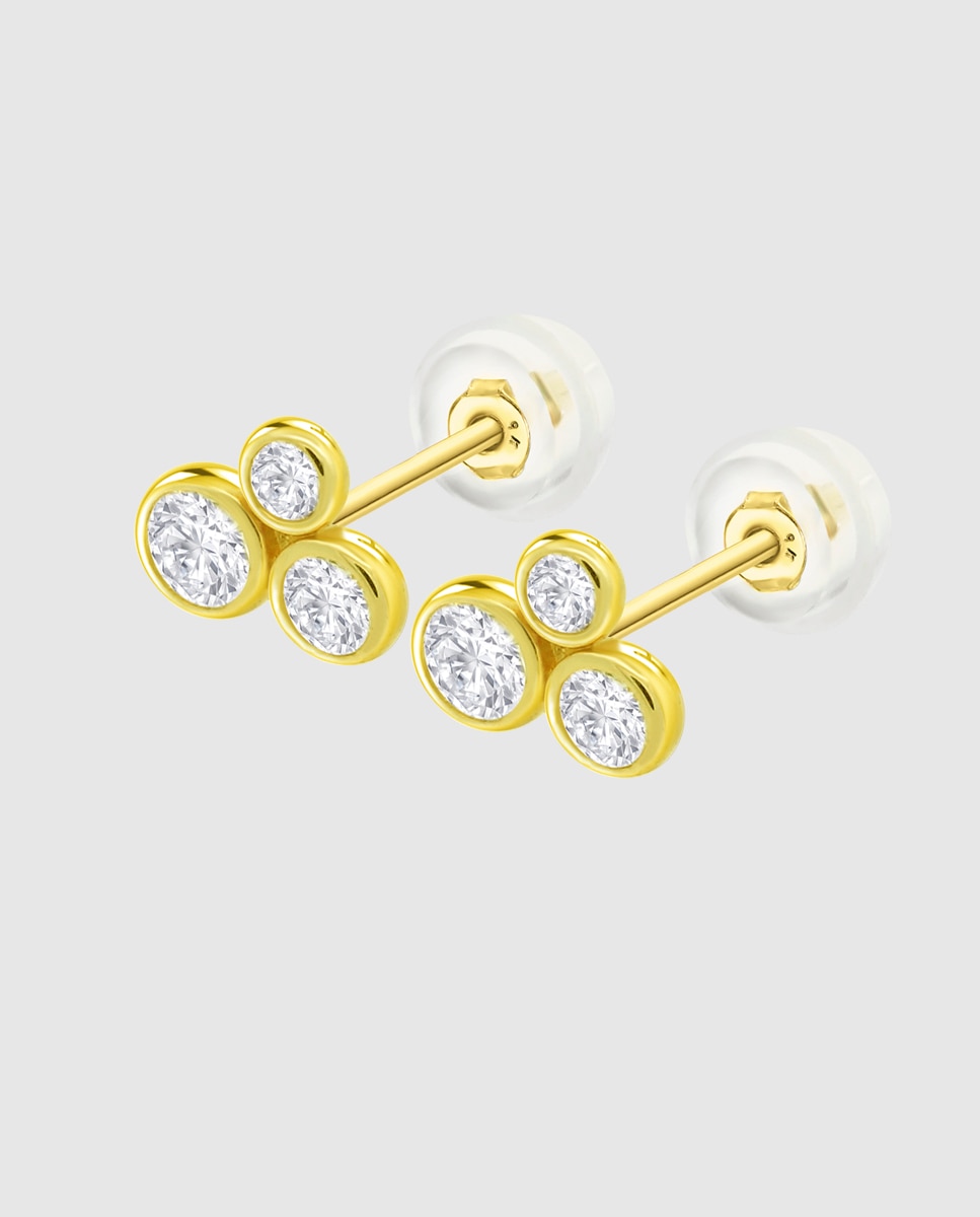 Brincos Hin00291 Basics de Ouro 9k com Acabamento Brilhante Branco-1