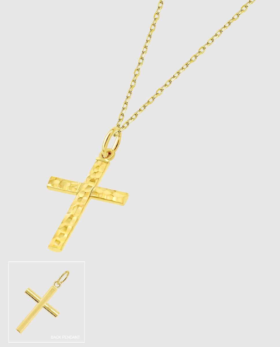 Colar Hin00315/45 Basics de Ouro 9k com Acabamento Brilhante e Motivo Cruz Dourado-1