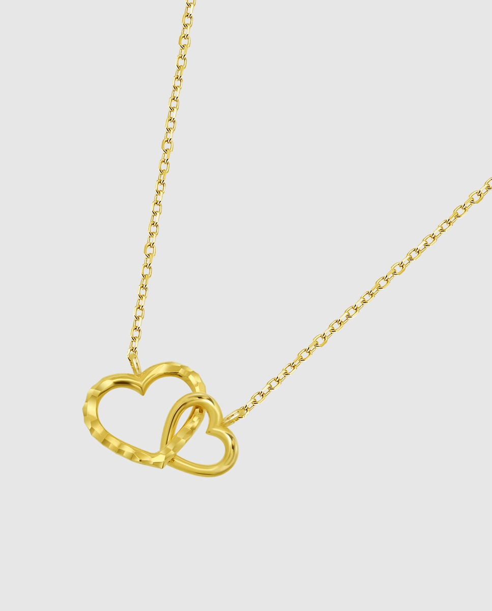 Colar Hin00317/45 Basics de Ouro 9k com Acabamento Brilhante e Motivo Coração Dourado-1