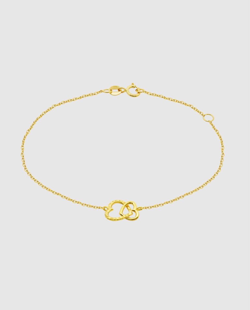Pulseira Hin00316/19 Basics de Ouro 9k com Acabamento Brilhante e Motivo Coração Dourado-1