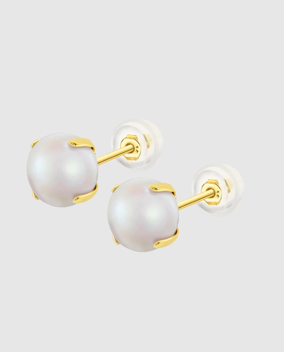 Brincos Hin00330/8 Basics de Ouro 9k com Acabamento Brilhante Branco-1