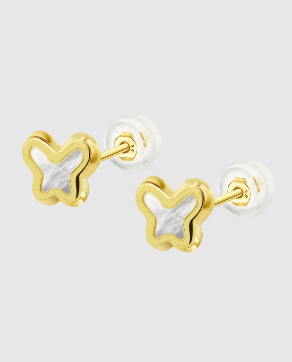 Imagem 0 de Pendentes Hin00332/8 Basics de Ouro 9k com Acabamento Brilhante e Madrepérola e Motivo Borboleta