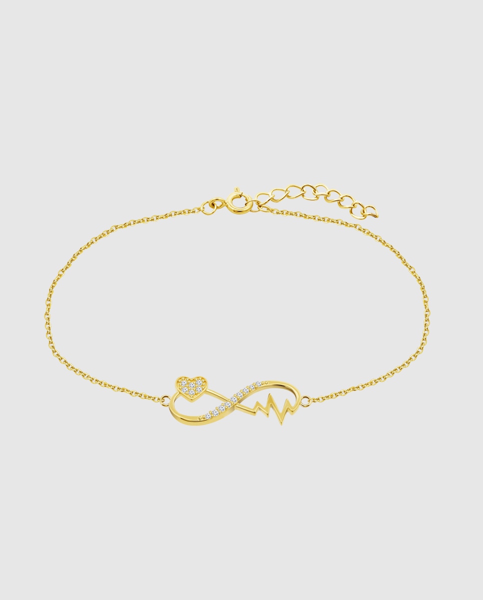 Pulseira Hin00342/19 Basics de Ouro 9k com Acabamento Brilhante e Motivo Infinito Branco-1