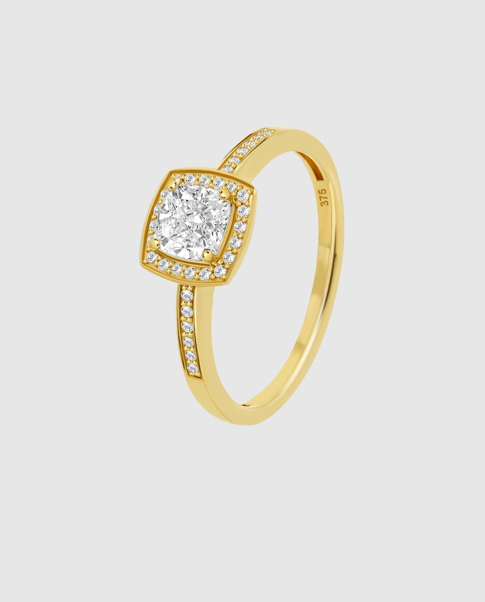 Imagem 0 de Anel Hin00350 Basics de Ouro 9k com Acabamento Brilhante com Zirconita e Motivo Geométrico