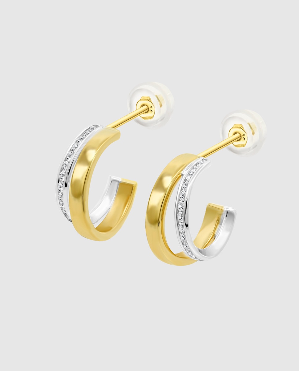 Imagem 0 de Pendiente Hin00333 Basics de Ouro 9k com Acabamento Brilhante com Zirconita e Motivo Geométrico