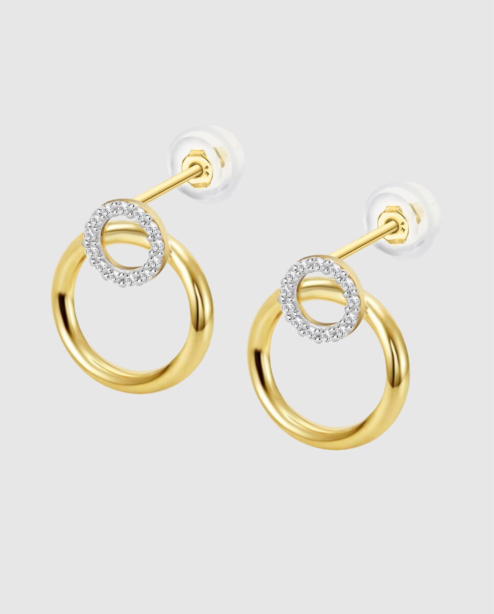 Brincos Hin00336 Basics de Ouro 9k com Acabamento Brilhante Branco-1