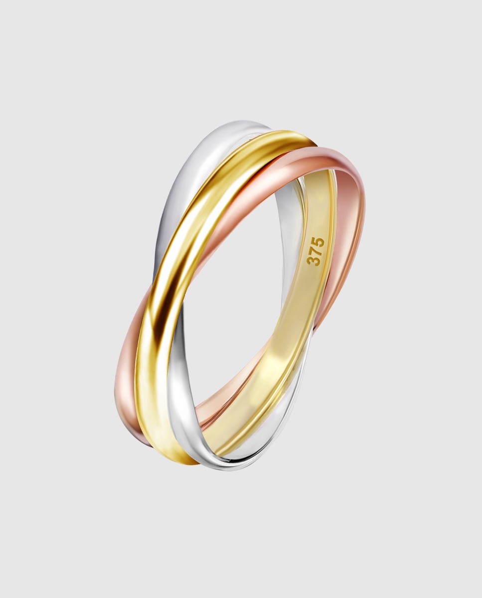 Anel Hin00340 Basics de Ouro 9k com Acabamento Brilhante Multicolor-1