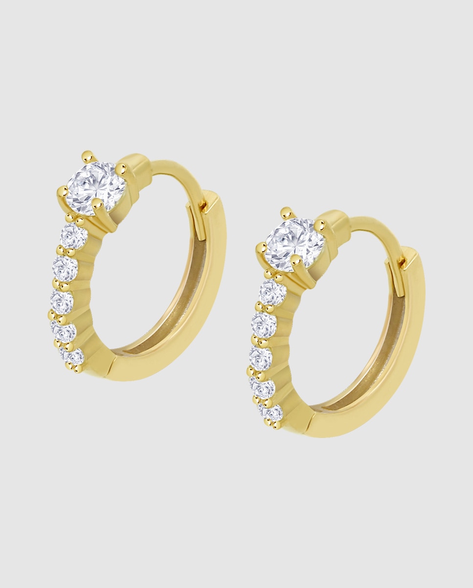 Brincos Hin00351 Basics de Ouro 9k com Acabamento Brilhante Branco-1