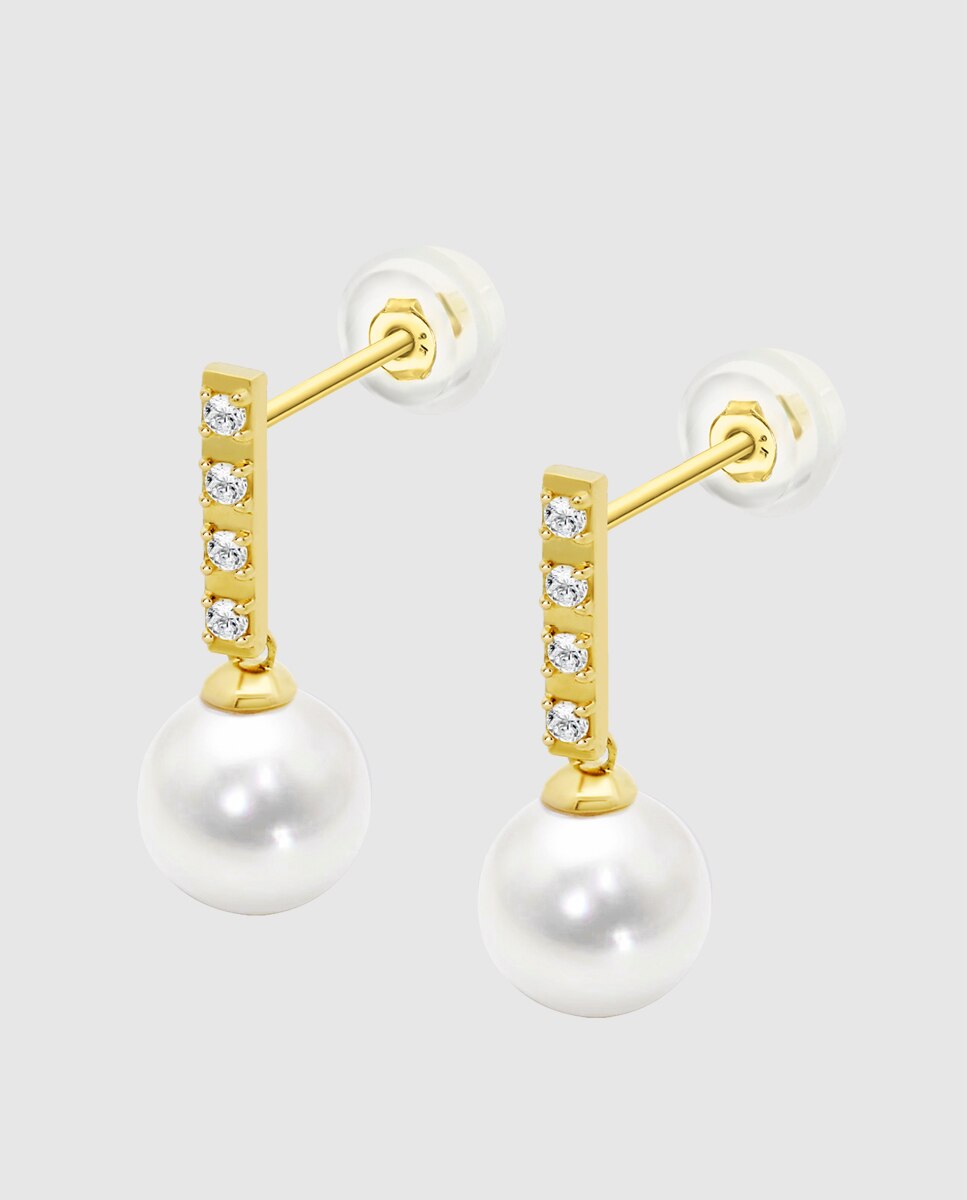 Brincos Hin00356 Basics de Ouro 9k com Acabamento Brilhante Branco-1
