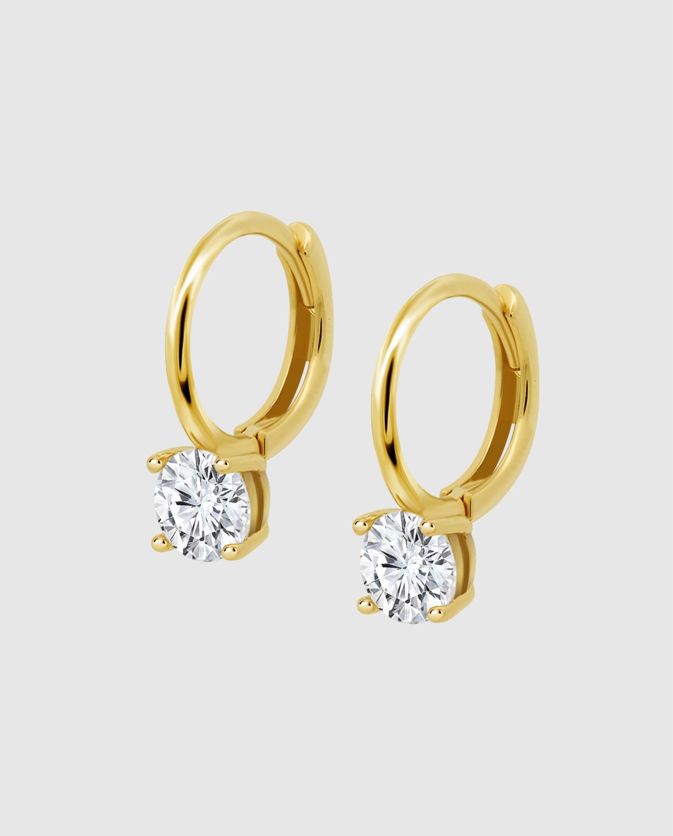 Brincos Hin00357 Basics de Ouro 9k com Acabamento Brilhante Branco-1