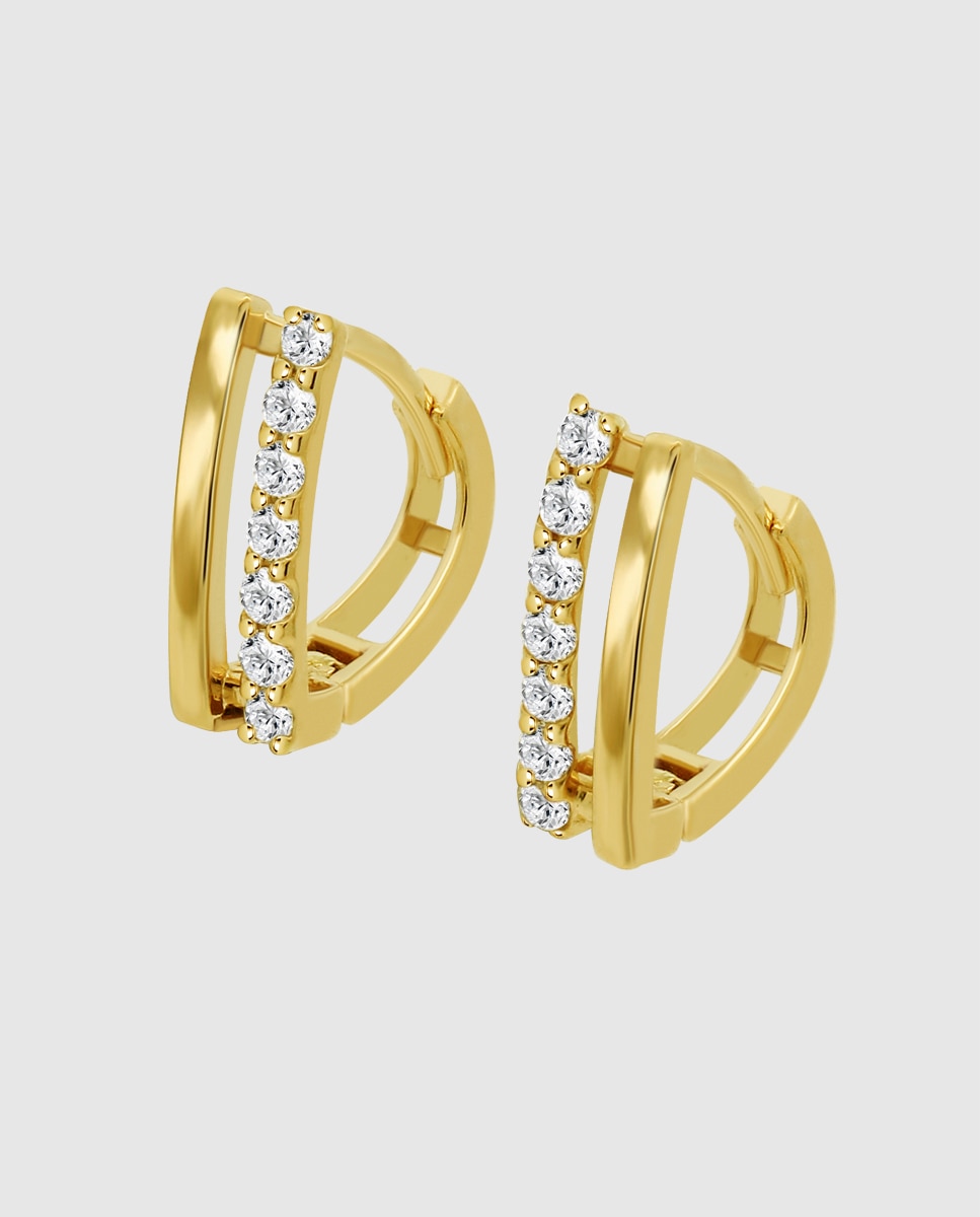 Brincos Hin00358 Basics de Ouro 9k com Acabamento Brilhante Branco-1