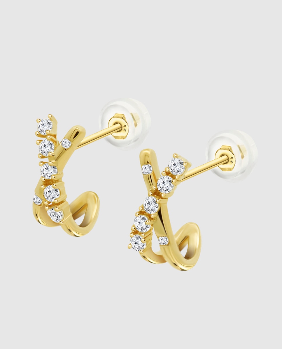Brincos Hin00359 Basics de Ouro 9k com Acabamento Brilhante Branco-1
