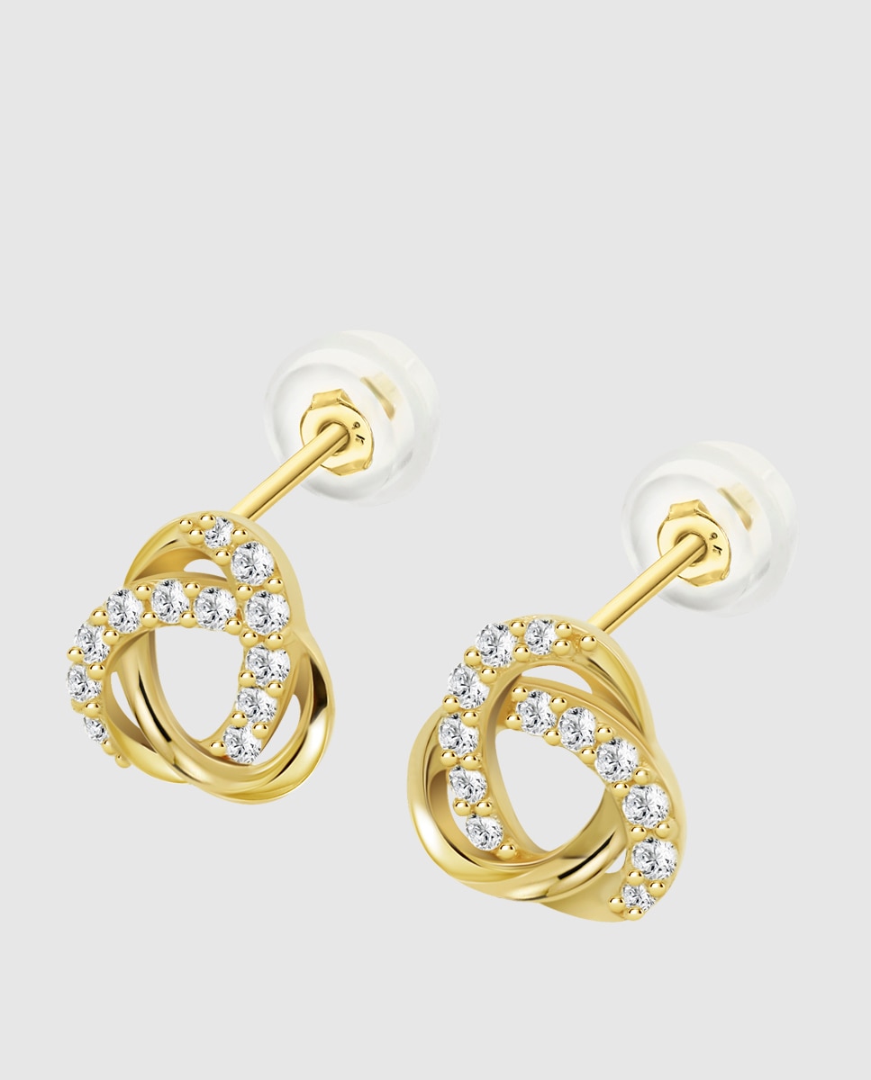 Brincos Hin00364 Basics de Ouro 9k com Acabamento Brilhante Branco-1