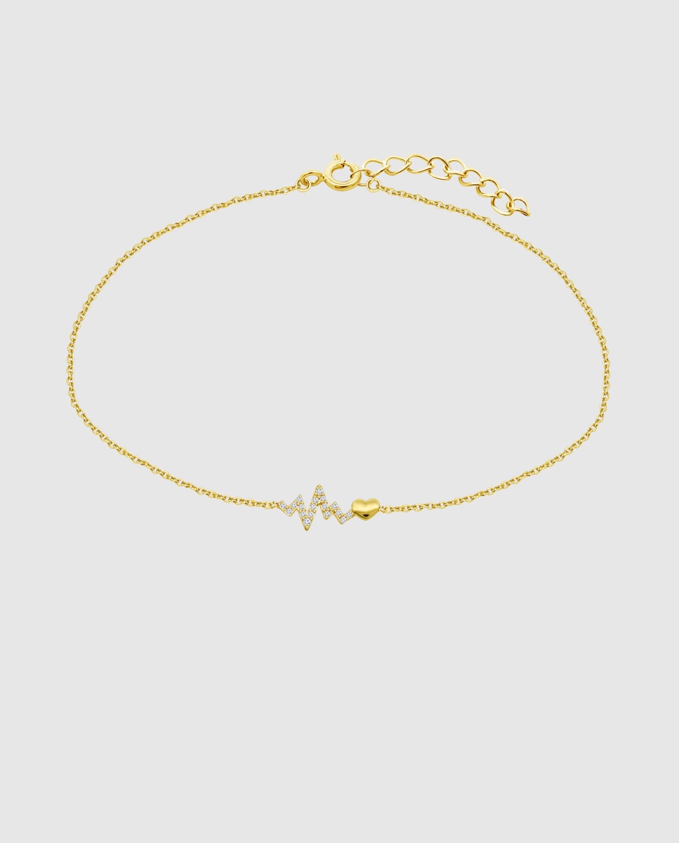 Pulseira Hin00373/19 Basics de Ouro 9k com Acabamento Brilhante e Motivo Coração Dourado-1